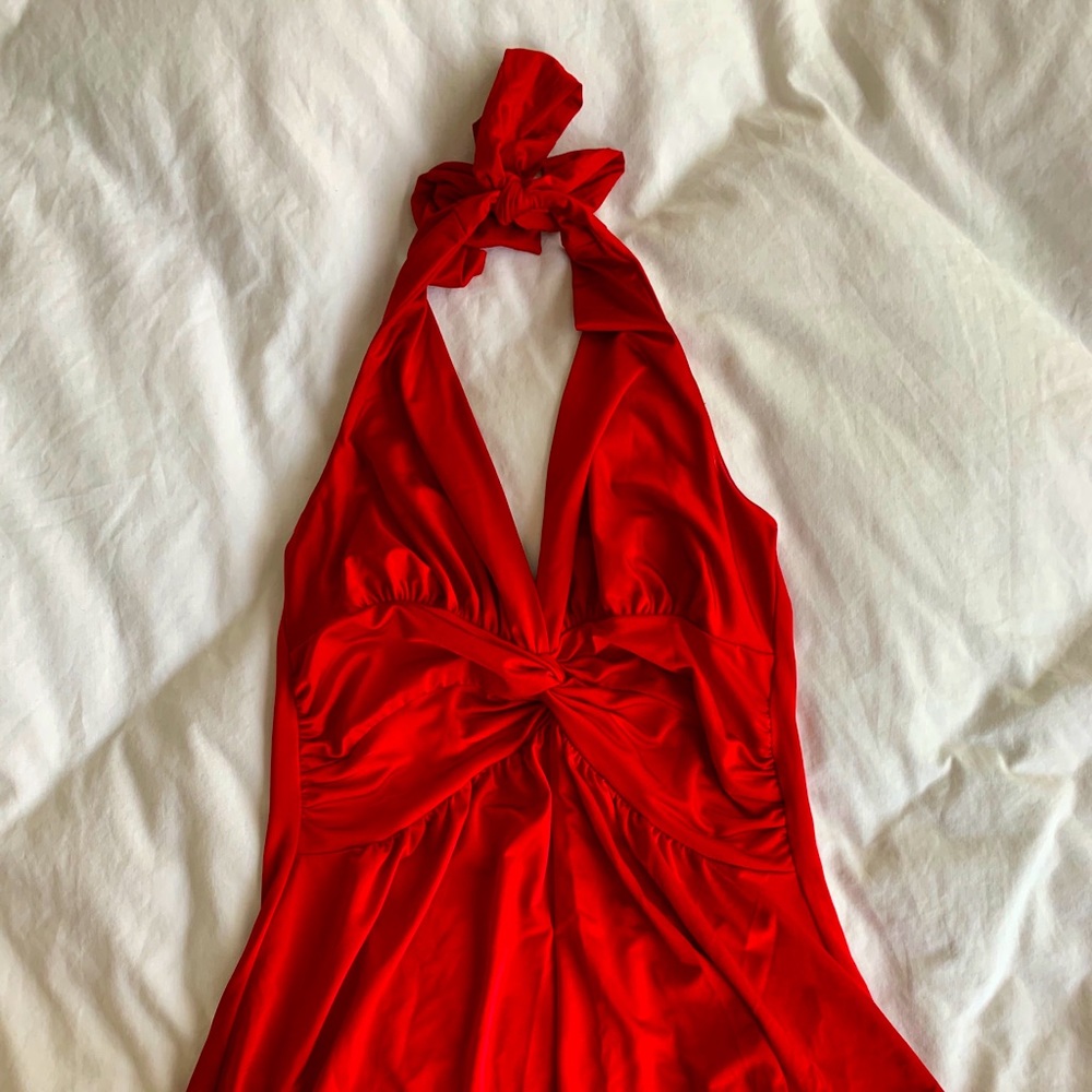 Red Halter Wrap Top - S